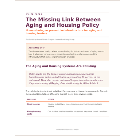First page of the Missing Link white paper