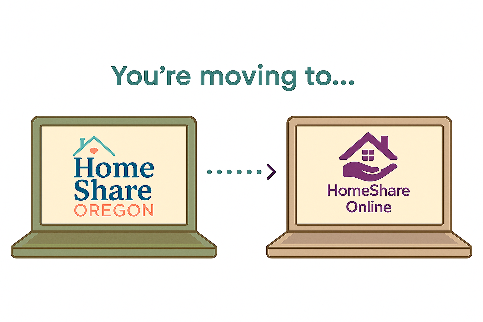 You're moving from HomeShare Oregon to HomeShareOnline!